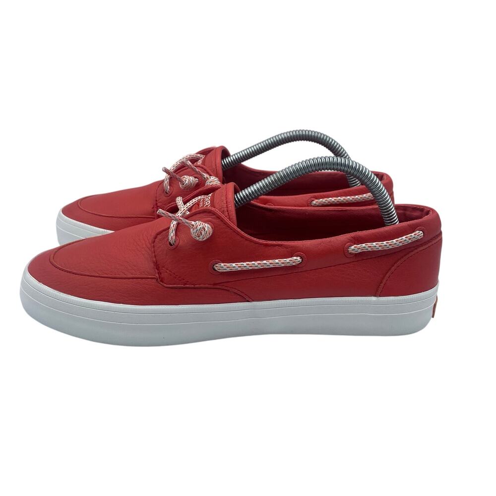 Sperry Crest Vibe Red Leather Boat Shoes Preppy Slip On Womens 10